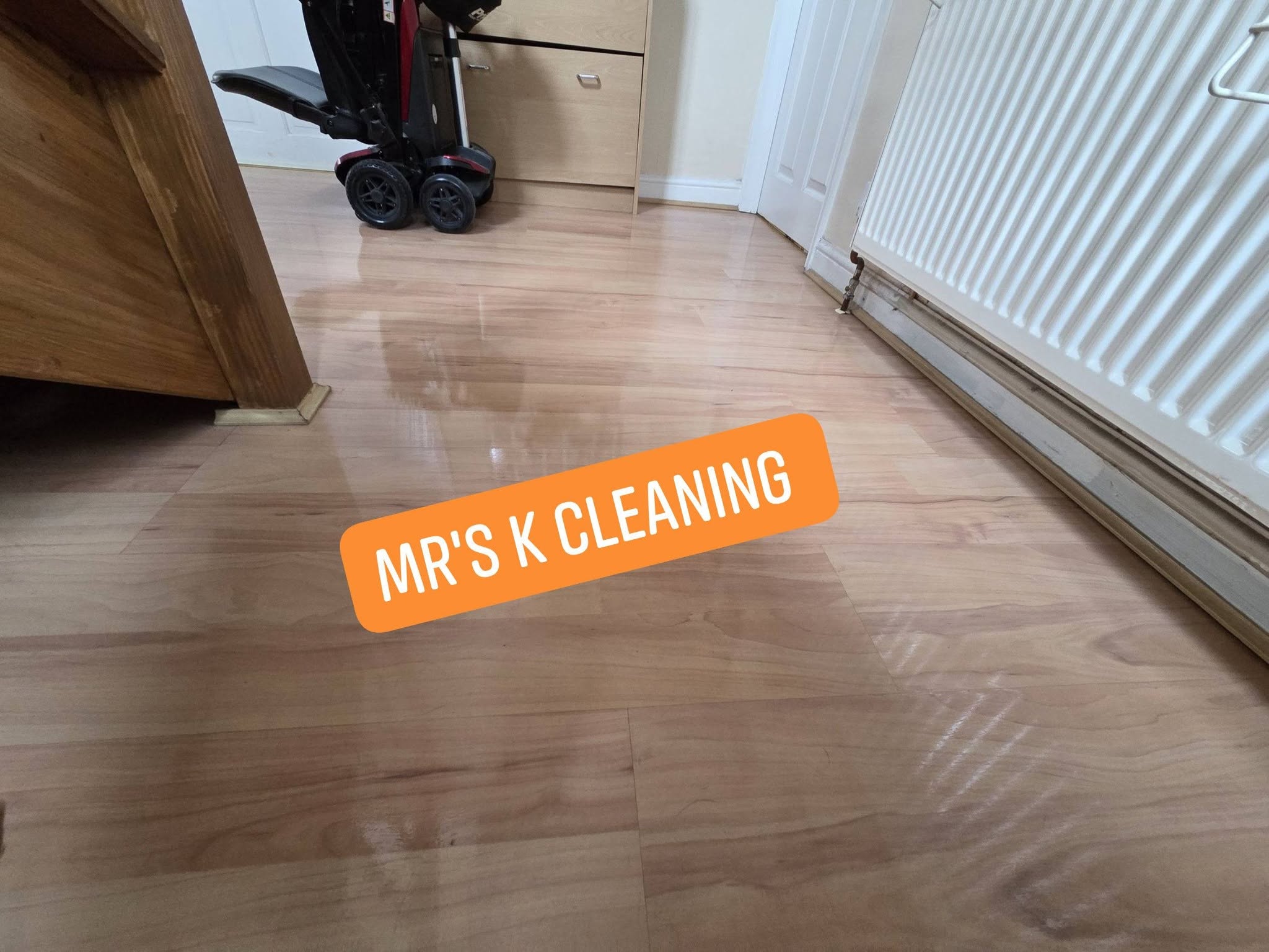 Clean kitchen with cleaning equipment