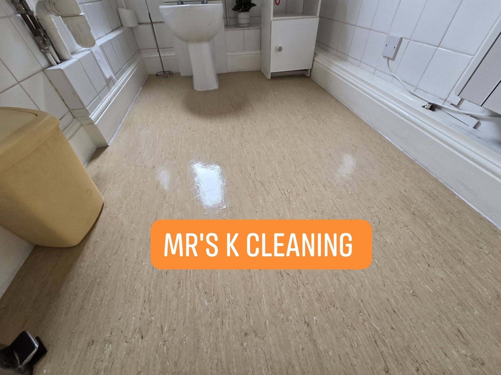 Commercial bathroom floor after professional clean